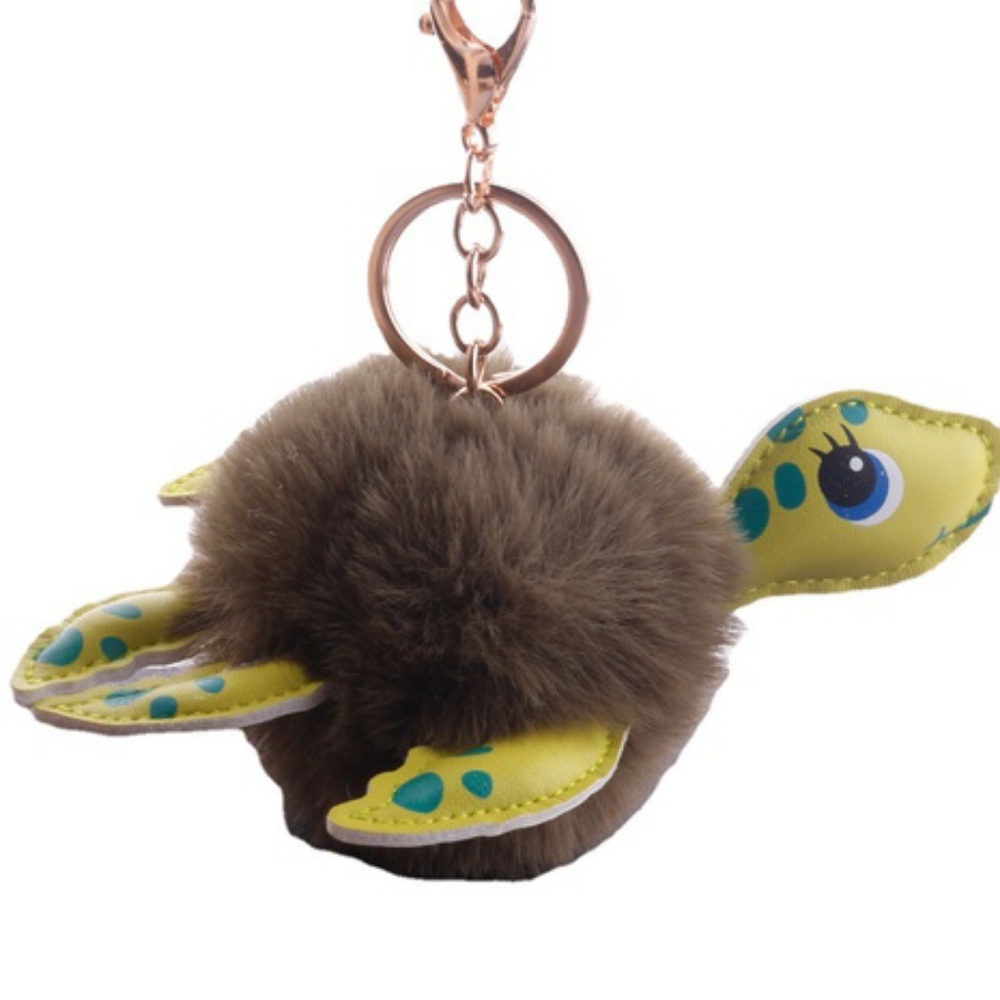 Turtle pom pom keychain